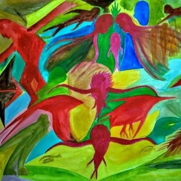 Painting titled "Peace and Sadness" by Nadim Ahmed Khan, Original Artwork, Watercolor