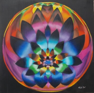 "Boule Irisée" Peinture intitulée ""Boule Irisée"" par Nadine Jacot (Nad-Ev), Œuvre d'art originale, Huile