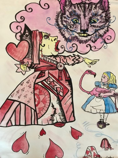 Dessin intitulée "Terrible Reine de c…" par Adélaïde Andreu Leferme, Œuvre d'art originale, Aquarelle