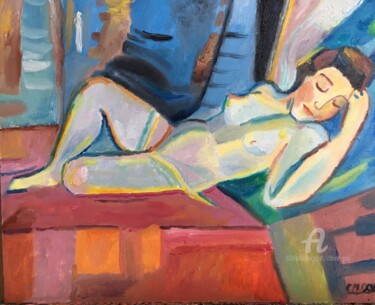 Painting titled ""Rêve en couleurs"" by Claire Marie Gay, Original Artwork, Oil Mounted on Wood Panel