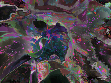 Digital Arts titled "ABSTRACTION 220520" by Nancy Lopez, Original Artwork, Digital Painting Mounted on Wood Stretcher frame