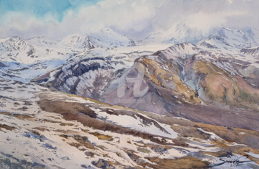 Mountains - Landscape painting Painting titled "Mountains - Landsca…" by Samira Yanushkova, Original Artwork, Watercolor