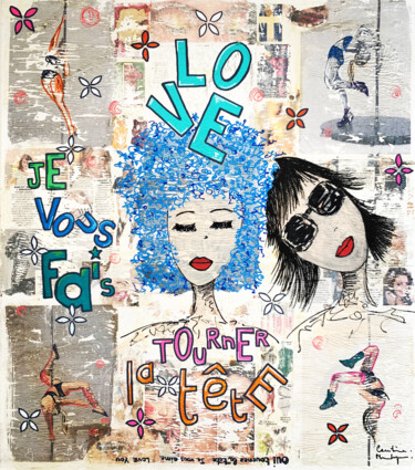 Je vous fais tourner la tête 图画 标题为“Je vous fais tourne…” 由Caroline Montigneaux, 原创艺术品, 标记 安装在木质担架架上