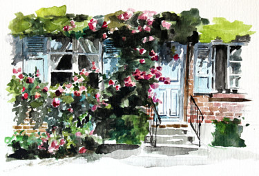 Peinture intitulée "Ballade à Gerberoy" par Pascal Brachet, Œuvre d'art originale, Aquarelle