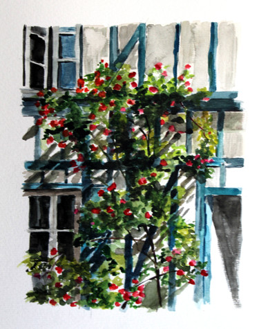 Peinture intitulée "Ballade à Gerberoy 2" par Pascal Brachet, Œuvre d'art originale, Aquarelle