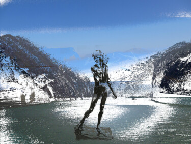 Digital Arts titled "L'EPHEBE" by Nancy Lopez, Original Artwork, Digital Painting Mounted on Wood Stretcher frame