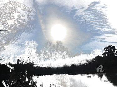 Digital Arts titled "PAYSAGE 250819" by Nancy Lopez, Original Artwork, Digital Painting Mounted on Wood Stretcher frame