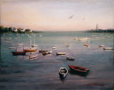 Port calme Peinture intitulée "Port calme" par Henri Eisenberg, Œuvre d'art originale, Acrylique Monté sur Châssis en bois