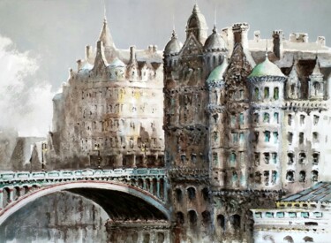 Peinture intitulée "Edimburgo" par Stjepan Lezaic (Pepi), Œuvre d'art originale, Aquarelle