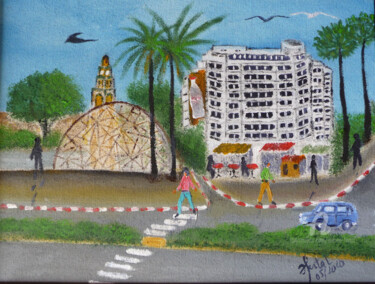 Peinture intitulée "place des nations u…" par Ahmed Fertat, Œuvre d'art originale, Huile