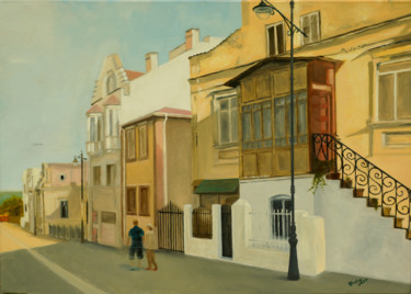 Painting titled "Aristide Karatzali…" by Tudor Gafton, Original Artwork, Oil Mounted on Wood Stretcher frame
