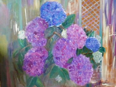 Peinture intitulée "Hydrangeas" par Ana Maria Rodriguez (AnaRz), Œuvre d'art originale, Huile