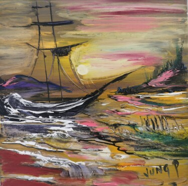 Peinture intitulée "On pacific" par Pascal Jung, Œuvre d'art originale, Huile