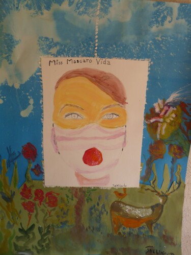Peinture intitulée "Miss Mascaro Vida" par Jacqueline Claux (Jaklinclo), Œuvre d'art originale, Aquarelle Monté sur Carton