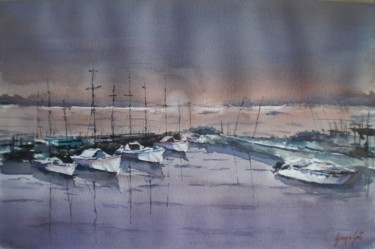 Painting titled "boats 45 #ArtistSup…" by Giorgio Gosti, Original Artwork, Watercolor