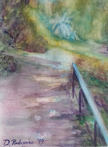 Passeggiata nel parco Painting titled "Passeggiata nel par…" by Davide Rodoquino, Original Artwork, Watercolor Mounted on Cardboard