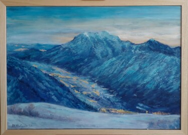 Tramonto d'inverno sulle Alpi Painting titled "Tramonto d'inverno…" by Davide Rodoquino, Original Artwork, Pastel Mounted on Wood Stretcher frame
