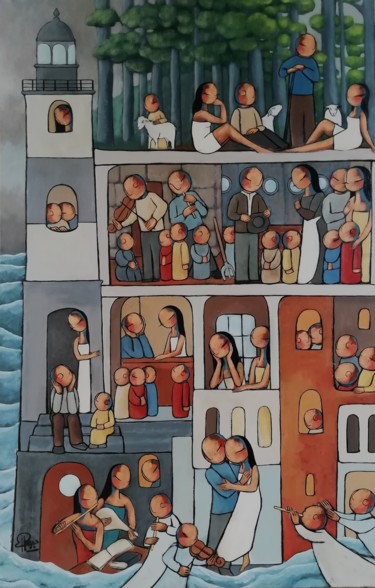 Peinture intitulée "Le phare" par Jean-Christophe Pagès, Œuvre d'art originale, Acrylique Monté sur Châssis en bois