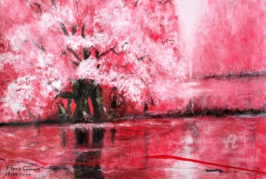 Malerei mit dem Titel "Cherry blossom trees" von Florin Coman, Original-Kunstwerk, Acryl