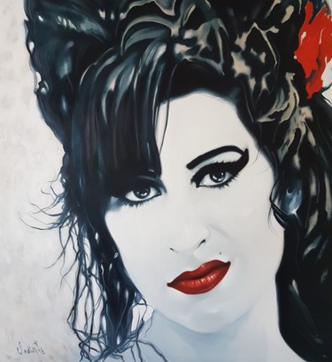 Картина под названием ",,AMY WINEHOUSE,," - Vadim Kovalev, Подлинное произведение искусства, Масло Установлен на Деревянная…