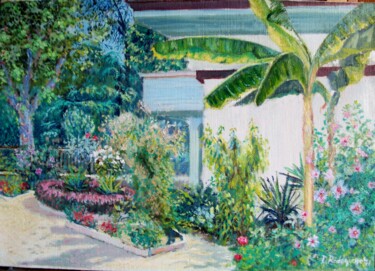 Il giardino dello studio in primavera Peinture intitulée "Il giardino dello s…" par Davide Rodoquino, Œuvre d'art originale, Huile Monté sur Châssis en bois