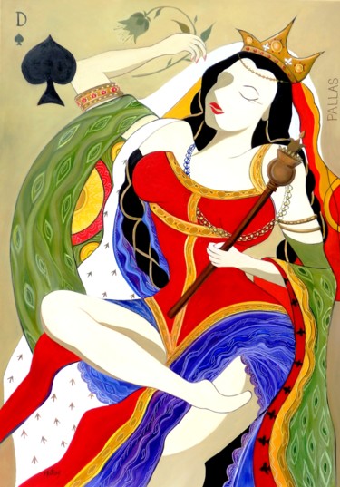 Peinture intitulée "Pallas - La dame de…" par Matray Marie-Christine, Œuvre d'art originale, Huile