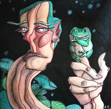 图画 标题为“Cold blooded creatu…” 由Anna Reshetnikova, 原创艺术品, 标记