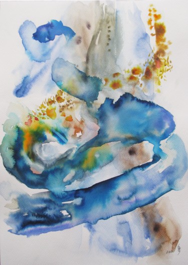 Painting titled "Space drift" by Zsolt Székelyhidi, Original Artwork, Watercolor