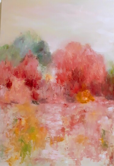 Ζωγραφική με τίτλο "PAYSAGE ROSE" από Florence Crespy, Αυθεντικά έργα τέχνης, Λάδι