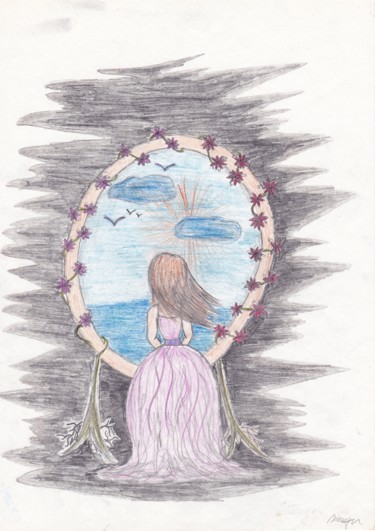 Drawing titled "Princess Wish" by Marian Bogatu, Original Artwork, Pencil