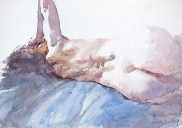제목이 "Nude back"인 미술작품 Goran Žigolić (watercolors)로, 원작, 수채화