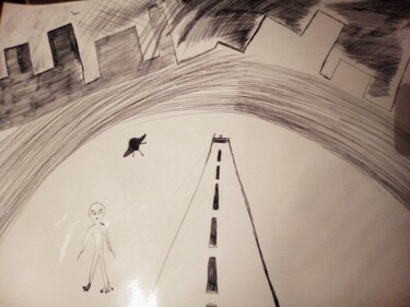 Drawing titled "Abstracto" by Maria De Los Ángeles Posadas (Cati), Original Artwork, Ballpoint pen