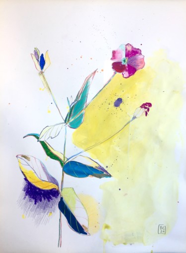 제목이 "Flower Power 8"인 그림 Benedicte Caillat로, 원작, 구아슈