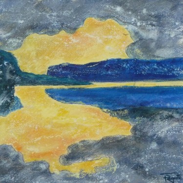 Malerei mit dem Titel "Ciel en Terre IX" von Frédérique Rouquette, Original-Kunstwerk, Acryl Auf Karton montiert