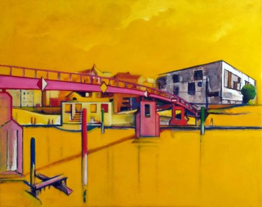 Peinture intitulée "La passerelle" par Pascal Buffard, Œuvre d'art originale, Huile