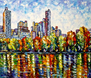 Indian Summer im Central Park Pintura intitulada "Indian Summer im Ce…" por Mirek Kuzniar, Obras de arte originais, Óleo