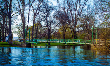 Photography titled "The Green Footbridge" by Nathan Bickel, Original Artwork, Digital Photography