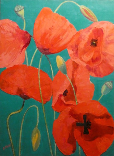 绘画 标题为“Coquelicots géants” 由Philippe Jamin, 原创艺术品, 油
