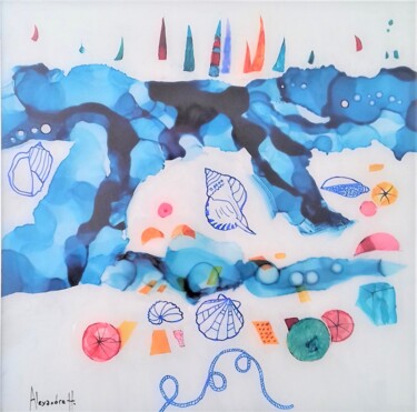 Peinture intitulée "La plage" par Alexandre H., Œuvre d'art originale, Acrylique