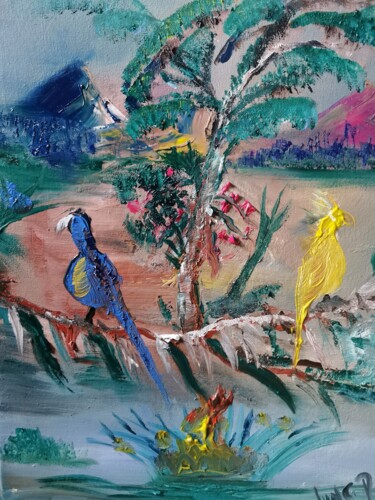 Peinture intitulée "Birds" par Pascal Jung, Œuvre d'art originale, Huile