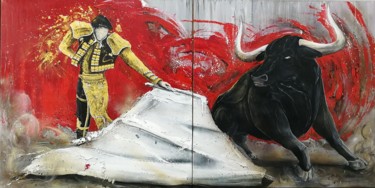 Peinture intitulée "La duel à deux vain…" par Julien Cortade, Œuvre d'art originale, Acrylique