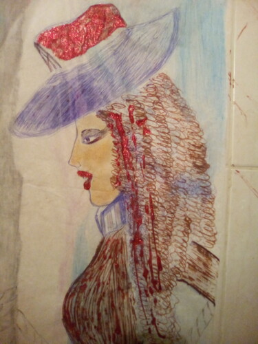 La chica del sombrero rojo 图画 标题为“La chica del sombre…” 由Maria De Los Ángeles Posadas (Cati), 原创艺术品, 圆珠笔
