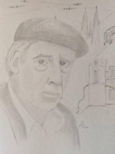 Zeichnungen mit dem Titel "Heinrich Böll" von Stefan Dhein, Original-Kunstwerk, Bleistift