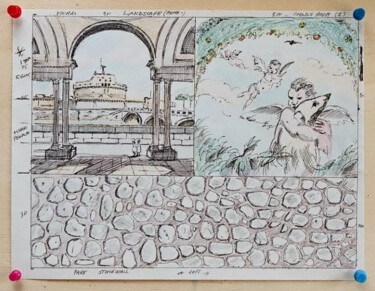 Bozzetti vari per Trompe l'Oeil 2 Drawing titled "Bozzetti vari per T…" by Davide Rodoquino, Original Artwork, Ink