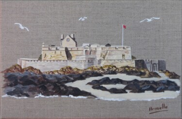 Painting titled "Fort national 20x30" by Armelle Cailly, Original Artwork, Acrylic Mounted on Wood Stretcher frame