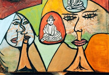 Peinture intitulée "Amour et yeux" par Nathalie Bendotti, Œuvre d'art originale, Acrylique