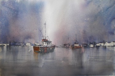 Painting titled "boats 46 #ArtistSup…" by Giorgio Gosti, Original Artwork, Watercolor