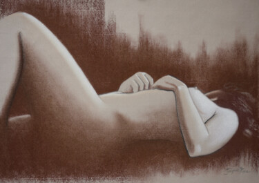Tekening getiteld "Sieste" door Jacques Place, Origineel Kunstwerk, Pastel