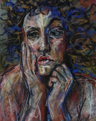 Dessin intitulée "Dominique" par Nathalie Jaguin, Œuvre d'art originale, Pastel