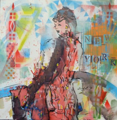 Painting titled "New York City sur H…" by Pierre Quentel, Original Artwork, Ink